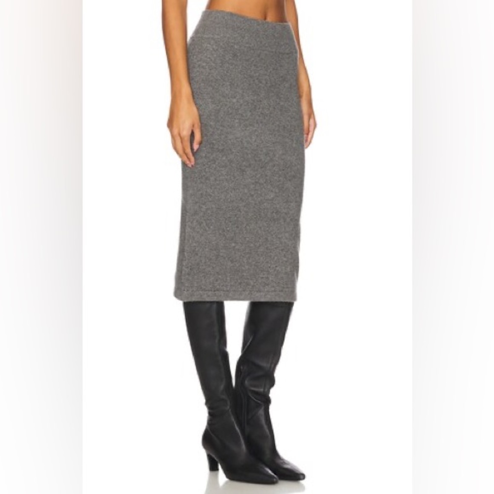 Enza Costa Chic Classic Cashmere Midi Pencil Skirt in Thunder Grey Size XS